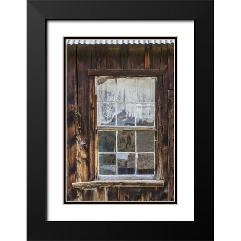 MT, Virginia City Window in vintage cabin Black Modern Wood Framed Art Print with Double Matting by Paulson, Don