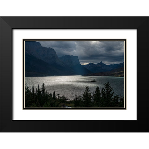 USA-Montana-Glacier National Park Fall storm above St Mary Lake Black Modern Wood Framed Art Print with Double Matting by Jaynes Gallery