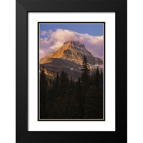 USA-Montana-Glacier National Park Reynolds Mountain at sunrise Black Modern Wood Framed Art Print with Double Matting by Jaynes Gallery