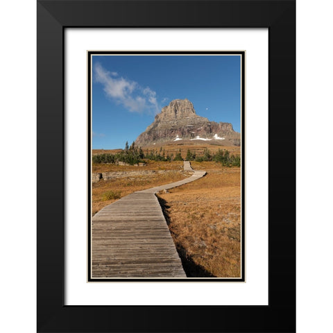 USA-Montana-Glacier National Park Boardwalk towards Clements Mountain Black Modern Wood Framed Art Print with Double Matting by Jaynes Gallery