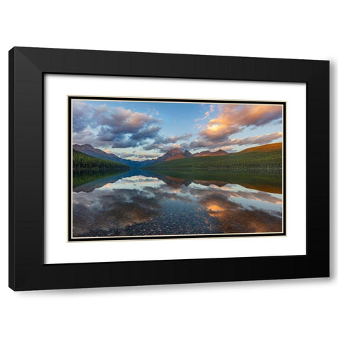 Late afternoon at Bowman Lake in Glacier National Park-Montana-USA Black Modern Wood Framed Art Print with Double Matting by Haney, Chuck