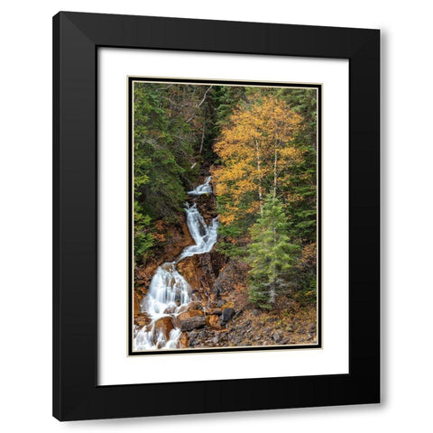 Fawn Creek Falls in autumn in the Flathead National Forest-Montana-USA Black Modern Wood Framed Art Print with Double Matting by Haney, Chuck