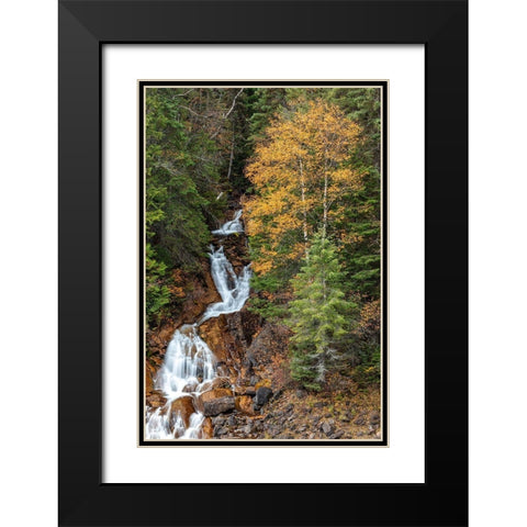 Fawn Creek Falls in autumn in the Flathead National Forest-Montana-USA Black Modern Wood Framed Art Print with Double Matting by Haney, Chuck