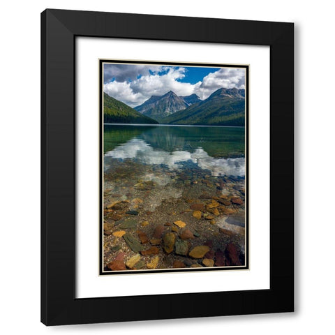 Quartz Lake with Vulture Peak in Glacier National Park-Montana-USA Black Modern Wood Framed Art Print with Double Matting by Haney, Chuck