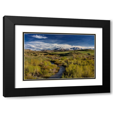 Elk Creek with fresh snow on Steamboat Mountain along the Rocky Mountain Front near Augusta-Montana Black Modern Wood Framed Art Print with Double Matting by Haney, Chuck