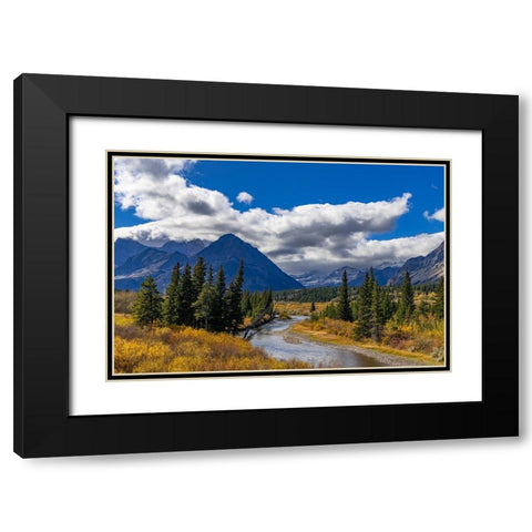 Autumn hues along the Belly River in Glacier National Park-Montana-USA Black Modern Wood Framed Art Print with Double Matting by Haney, Chuck