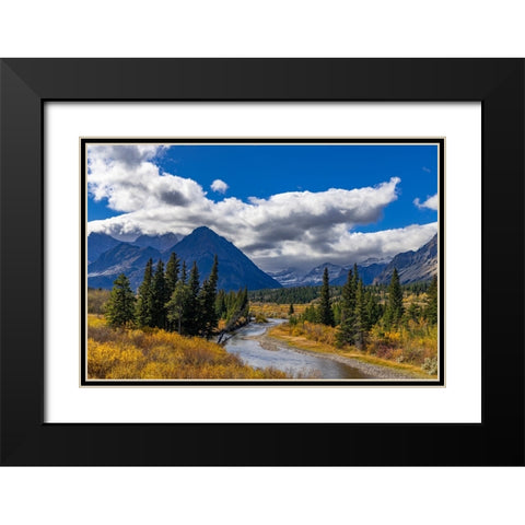 Autumn hues along the Belly River in Glacier National Park-Montana-USA Black Modern Wood Framed Art Print with Double Matting by Haney, Chuck