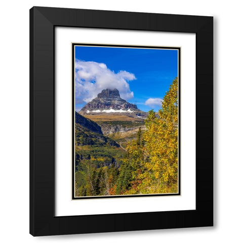 Clements Mountain and Reynolds Creek Falls in autumn-Glacier National Park-Montana-USA Black Modern Wood Framed Art Print with Double Matting by Haney, Chuck