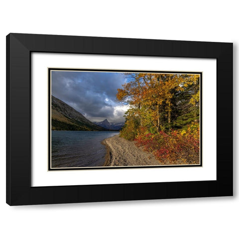 Cosley Lake in autumn-Glacier National Park-Montana-USA Black Modern Wood Framed Art Print with Double Matting by Haney, Chuck