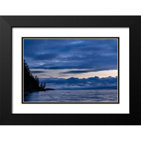 Dawn over Flathead Lake from Westside State Park near Rollins-Montana-USA Black Modern Wood Framed Art Print with Double Matting by Haney, Chuck