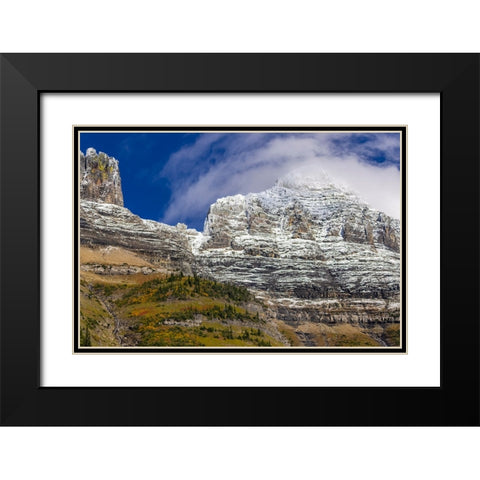The Garden Wall with seasons first snow in Glacier National Park-Montana-USA Black Modern Wood Framed Art Print with Double Matting by Haney, Chuck