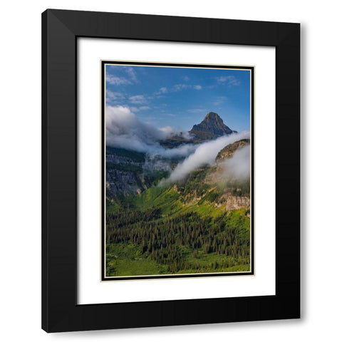 Rolling fog clouds with Reynolds Mountains at Logan Pass in Glacier National Park-USA Black Modern Wood Framed Art Print with Double Matting by Haney, Chuck
