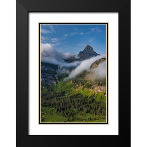 Rolling fog clouds with Reynolds Mountains at Logan Pass in Glacier National Park-USA Black Modern Wood Framed Art Print with Double Matting by Haney, Chuck