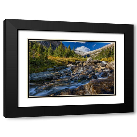 Lunch Creek with Pollock Mountain in Glacier National Park-Montana-USA Black Modern Wood Framed Art Print with Double Matting by Haney, Chuck
