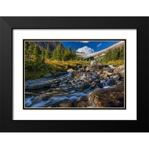 Lunch Creek with Pollock Mountain in Glacier National Park-Montana-USA Black Modern Wood Framed Art Print with Double Matting by Haney, Chuck