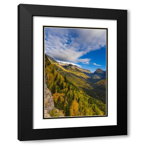 Looking down the McDonald Valley in autumn-Glacier National Park-Montana-USA Black Modern Wood Framed Art Print with Double Matting by Haney, Chuck