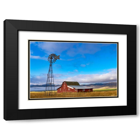 Old barn after clearing storm in the Mission Valley-Montana-USA Black Modern Wood Framed Art Print with Double Matting by Haney, Chuck