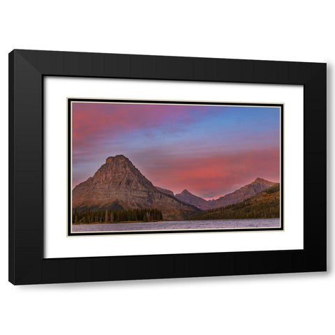 Sunrise on Two Medicine Lake in Glacier National Park-Montana-USA Black Modern Wood Framed Art Print with Double Matting by Haney, Chuck