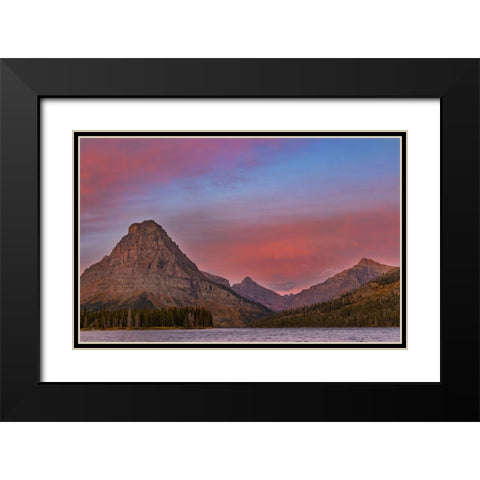 Sunrise on Two Medicine Lake in Glacier National Park-Montana-USA Black Modern Wood Framed Art Print with Double Matting by Haney, Chuck