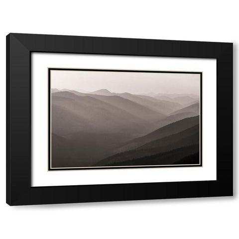 Wildfire smoke and clouds mixing-Upper Whitefish Valley Stillwater State Forest near Whitefish Black Modern Wood Framed Art Print with Double Matting by Haney, Chuck