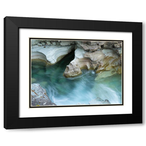 Montana- Glacier National Park. McDonald Creek- flowing through sculpted gorge Black Modern Wood Framed Art Print with Double Matting by Wild, Jamie and Judy