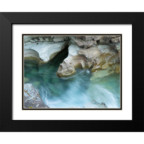 Montana- Glacier National Park. McDonald Creek- flowing through sculpted gorge Black Modern Wood Framed Art Print with Double Matting by Wild, Jamie and Judy