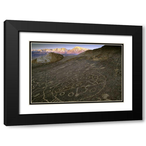 Nevada  Sierra Nevada, Great Basin, Petroglyphs Black Modern Wood Framed Art Print with Double Matting by Flaherty, Dennis