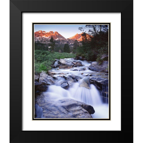 Nevada Stream runs through Lamoille Canyon Black Modern Wood Framed Art Print with Double Matting by Flaherty, Dennis