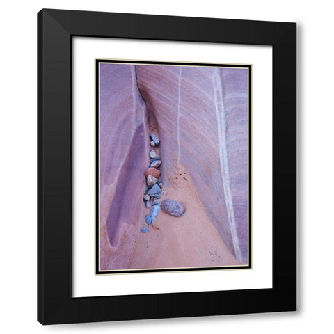 Nevada, Valley of Fire SP Eroded rock Black Modern Wood Framed Art Print with Double Matting by Delisle, Gilles
