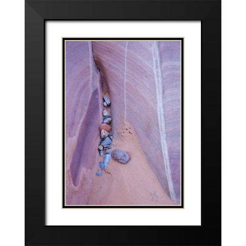 Nevada, Valley of Fire SP Eroded rock Black Modern Wood Framed Art Print with Double Matting by Delisle, Gilles
