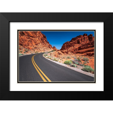 Park scenic byway-Valley of Fire State Park-Nevada-USA Black Modern Wood Framed Art Print with Double Matting by Bishop, Russ