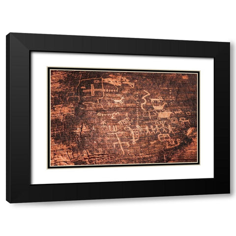 Petroglyphs at the Mouses Tank-Valley of Fire State Park-Nevada-USA Black Modern Wood Framed Art Print with Double Matting by Bishop, Russ