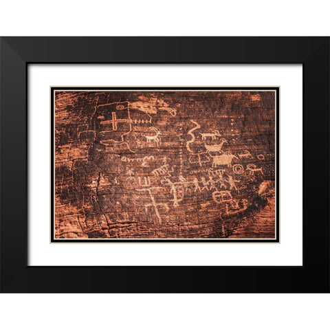 Petroglyphs at the Mouses Tank-Valley of Fire State Park-Nevada-USA Black Modern Wood Framed Art Print with Double Matting by Bishop, Russ