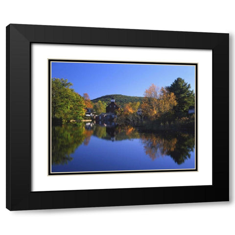 NH, Ashland Old grist mill reflecting in pond Black Modern Wood Framed Art Print with Double Matting by Terrill, Steve