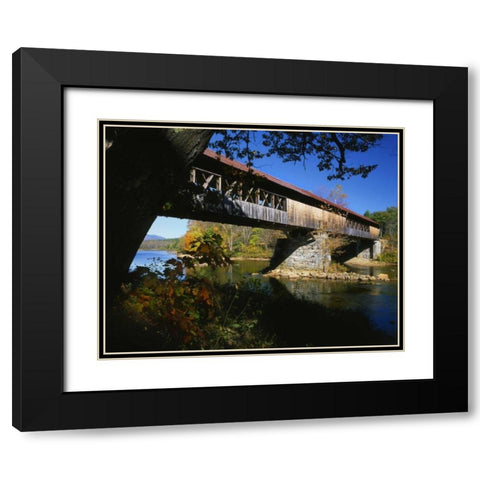 NH, Campton Blair Bridge over Pemigewasset River Black Modern Wood Framed Art Print with Double Matting by Terrill, Steve