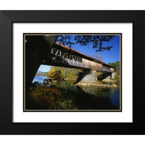 NH, Campton Blair Bridge over Pemigewasset River Black Modern Wood Framed Art Print with Double Matting by Terrill, Steve