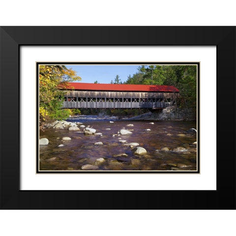 NH, White Mts Albany Covered Bridge Black Modern Wood Framed Art Print with Double Matting by Flaherty, Dennis