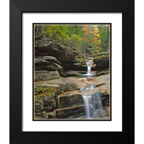 New Hampshire, White Mountains NF Sabbady Falls Black Modern Wood Framed Art Print with Double Matting by Terrill, Steve