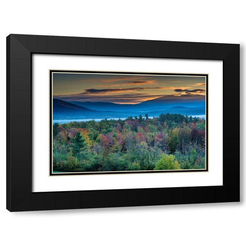 Painterly fall landscape with fog and fall foliage-Sugar Hill-White Mountains-Franconia Black Modern Wood Framed Art Print with Double Matting by Garber, Howie
