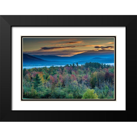 Painterly fall landscape with fog and fall foliage-Sugar Hill-White Mountains-Franconia Black Modern Wood Framed Art Print with Double Matting by Garber, Howie