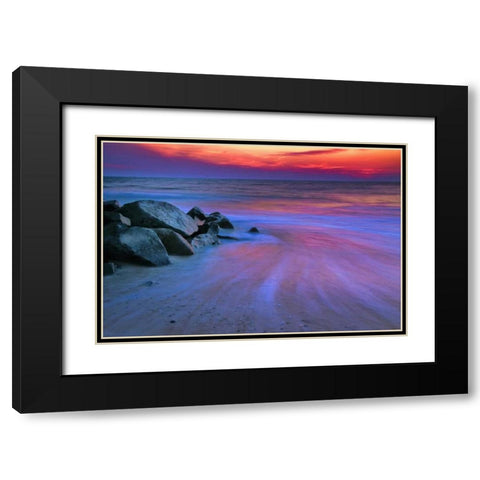 USA, New Jersey, Cape May Sunset on Delaware Bay Black Modern Wood Framed Art Print with Double Matting by OBrien, Jay