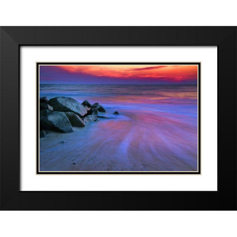 USA, New Jersey, Cape May Sunset on Delaware Bay Black Modern Wood Framed Art Print with Double Matting by OBrien, Jay