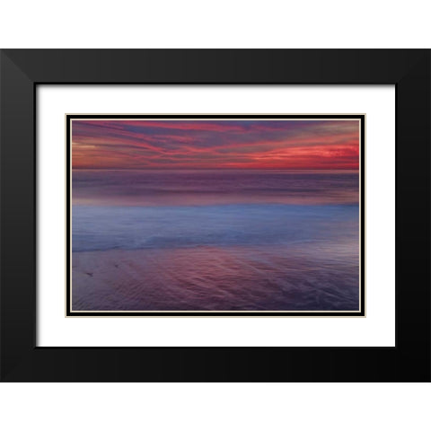 New Jersey, Cape May Sunrise on ocean shore Black Modern Wood Framed Art Print with Double Matting by OBrien, Jay