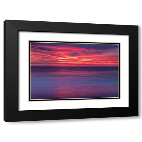 New Jersey, Cape May Sunrise on ocean shore Black Modern Wood Framed Art Print with Double Matting by OBrien, Jay