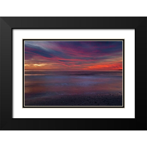 New Jersey, Cape May Sunrise on ocean shore Black Modern Wood Framed Art Print with Double Matting by OBrien, Jay