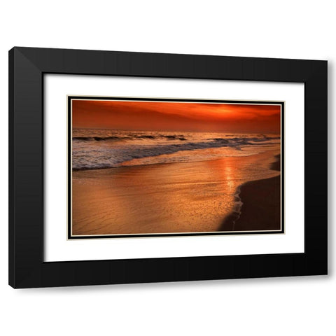 New Jersey, Cape May Sunset on the beach Black Modern Wood Framed Art Print with Double Matting by OBrien, Jay
