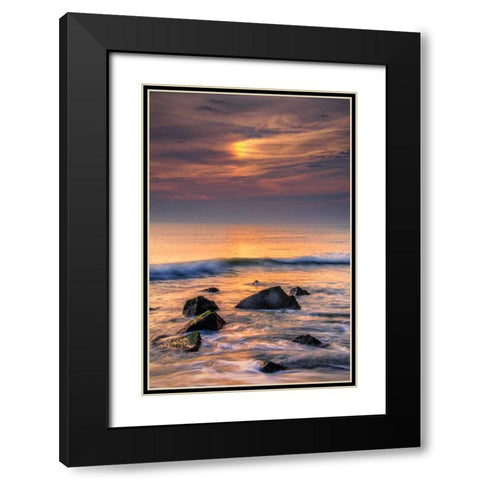 New Jersey, Cape May Scenic on Cape May Beach Black Modern Wood Framed Art Print with Double Matting by OBrien, Jay