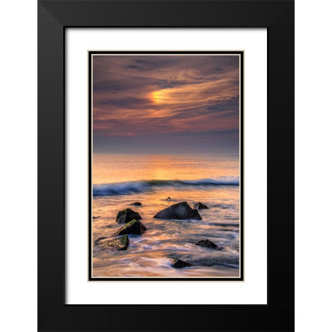 New Jersey, Cape May Scenic on Cape May Beach Black Modern Wood Framed Art Print with Double Matting by OBrien, Jay