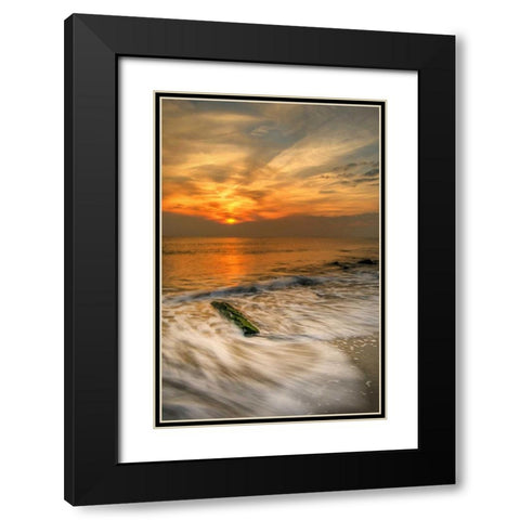New Jersey, Cape May Scenic on Cape May Beach Black Modern Wood Framed Art Print with Double Matting by OBrien, Jay