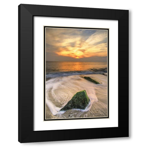 New Jersey, Cape May Scenic on Cape May Beach Black Modern Wood Framed Art Print with Double Matting by OBrien, Jay